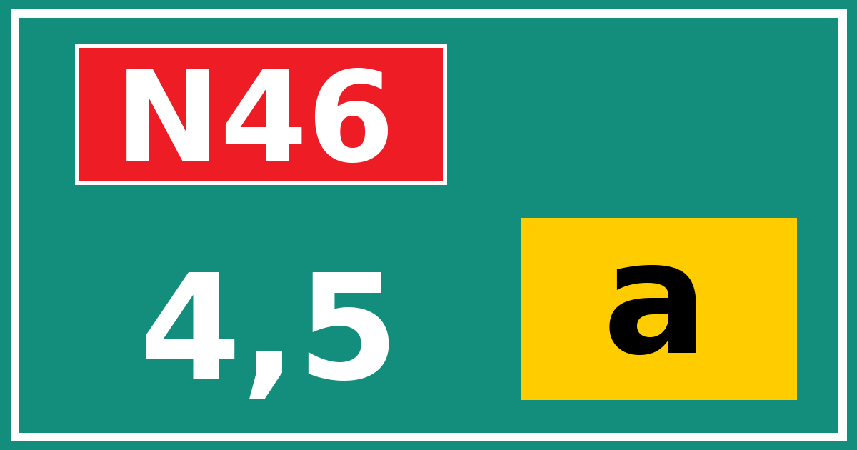 Hectometerbord N46 4,5 letter a