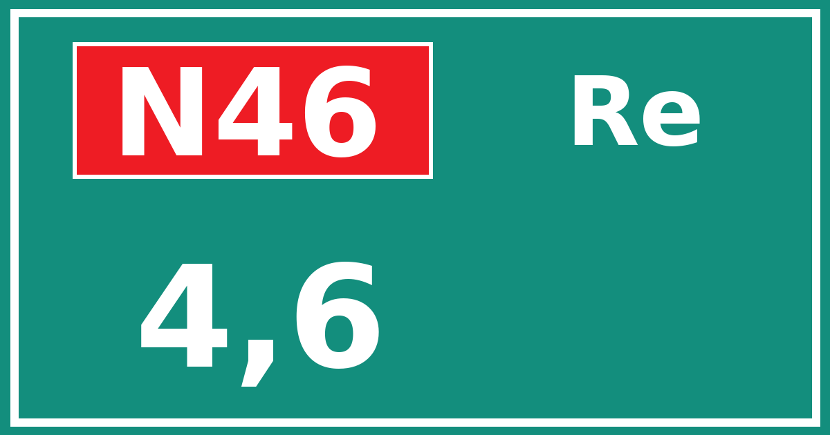 Hectometerbord N46 4,6 zijde Re