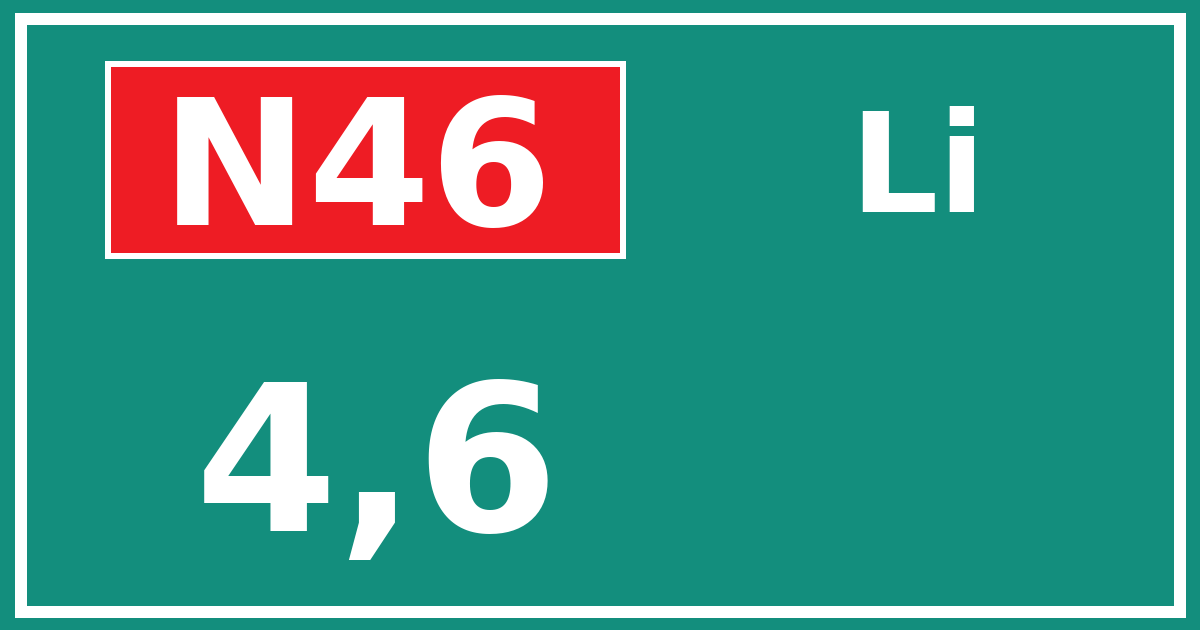 Hectometerbord N46 4,6 zijde Li