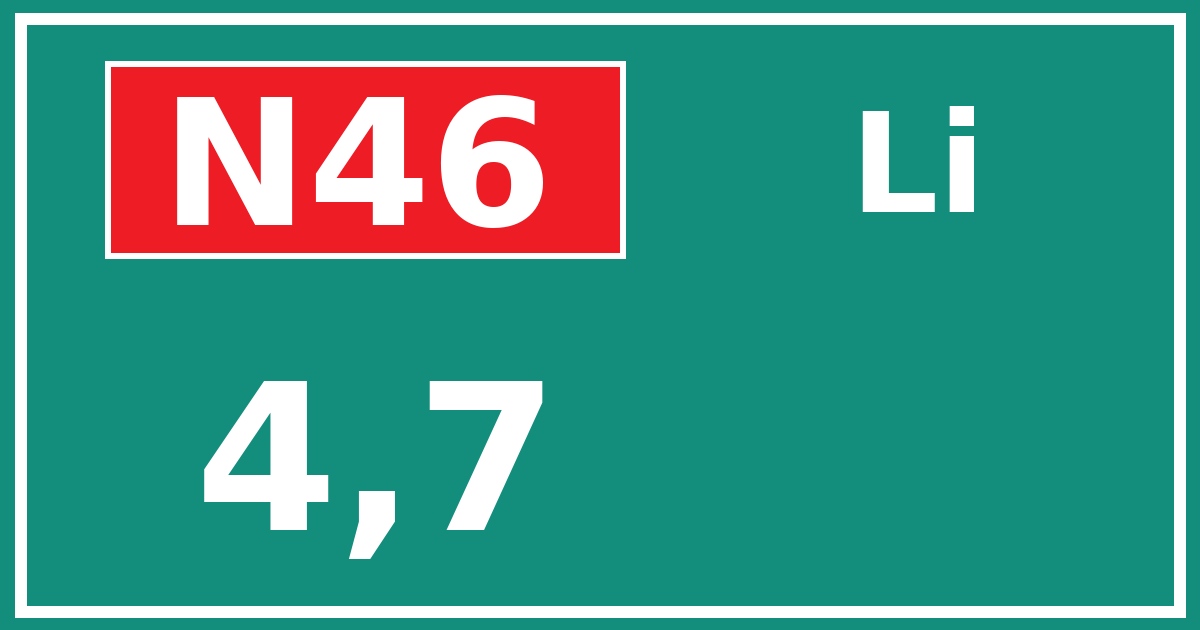 Hectometerbord N46 4,7 zijde Li