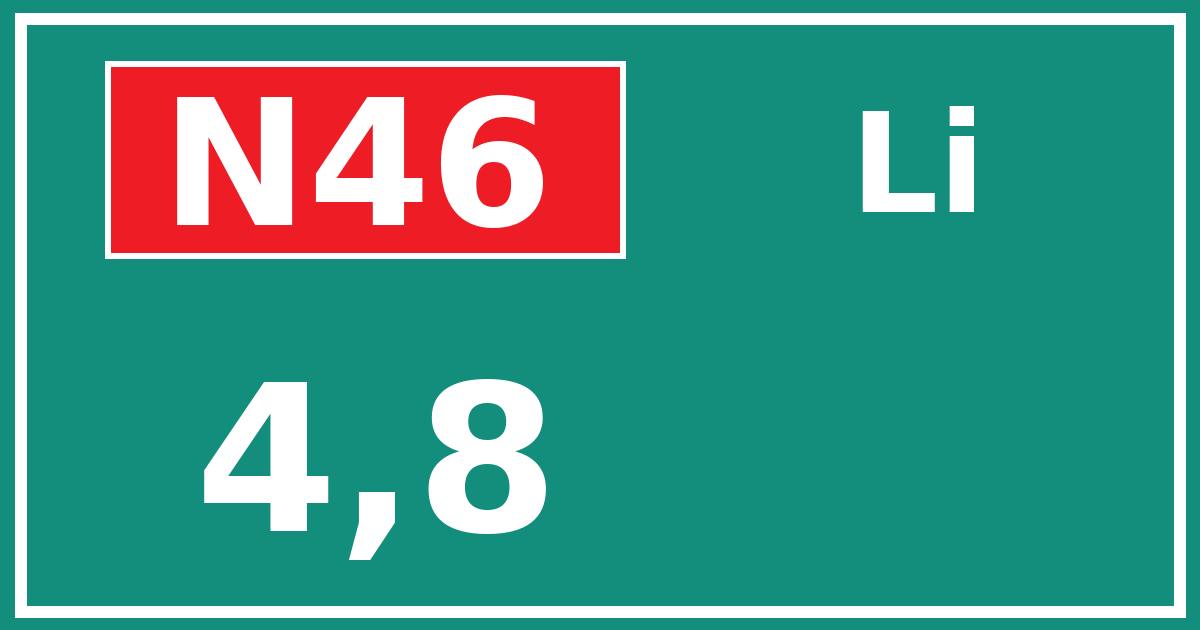 Hectometerbord N46 4,8 zijde Li