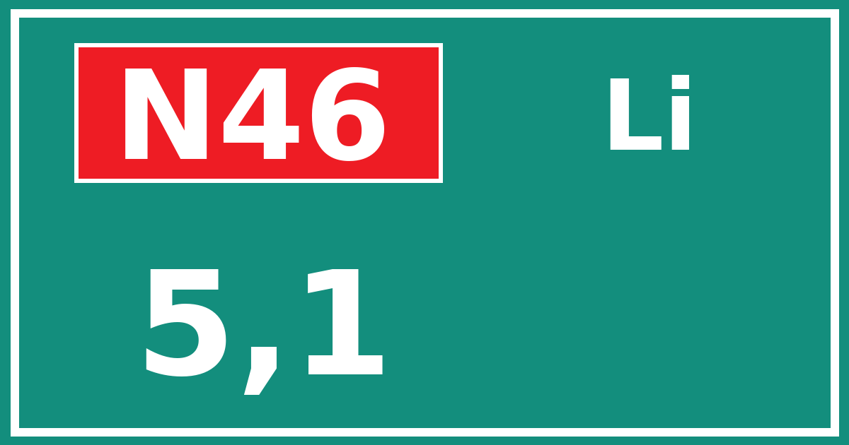 Hectometerbord N46 5,1 zijde Li