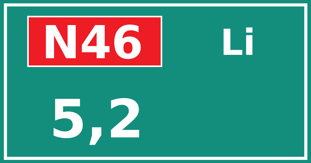 Hectometerbord N46 5,2 zijde Li