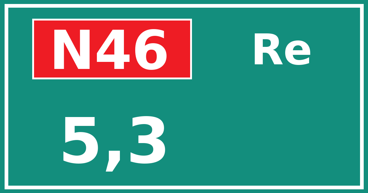 Hectometerbord N46 5,3 zijde Re