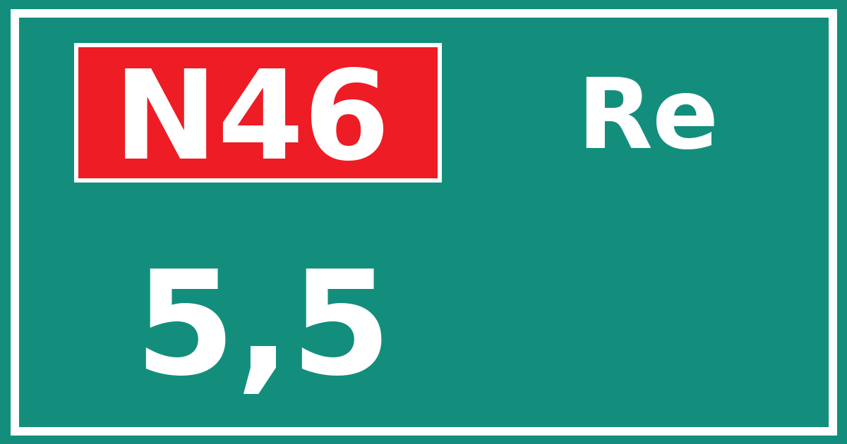 Hectometerbord N46 5,5 zijde Re