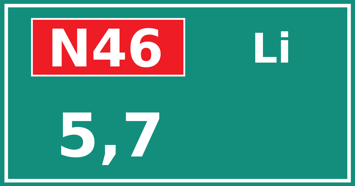 Hectometerbord N46 5,7 zijde Li