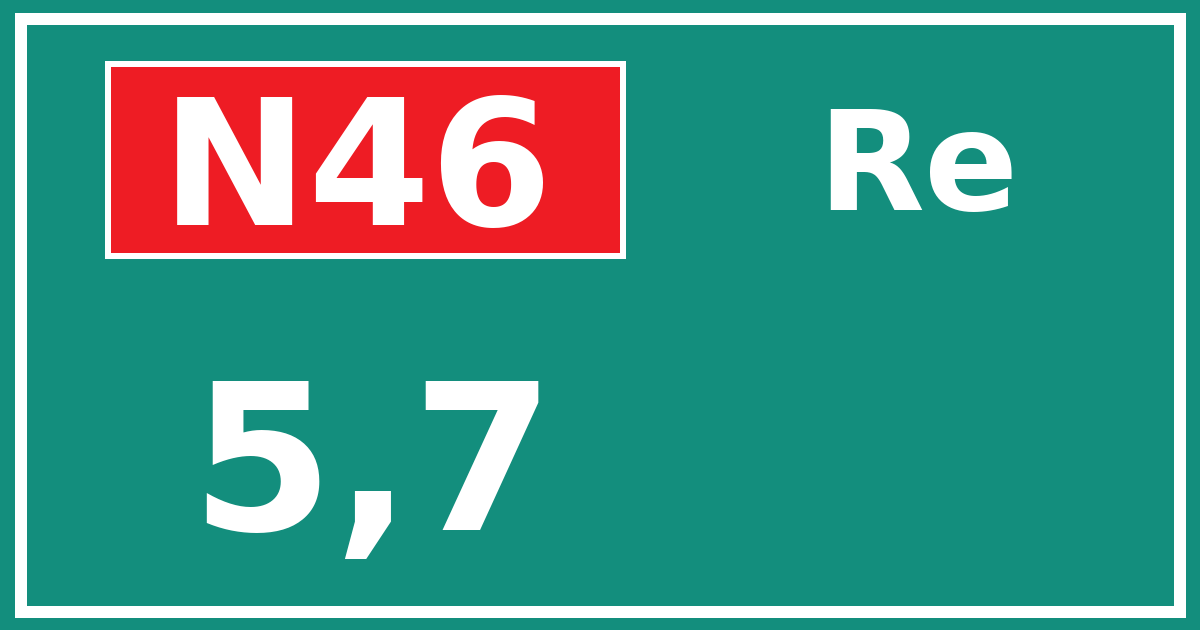 Hectometerbord N46 5,7 zijde Re