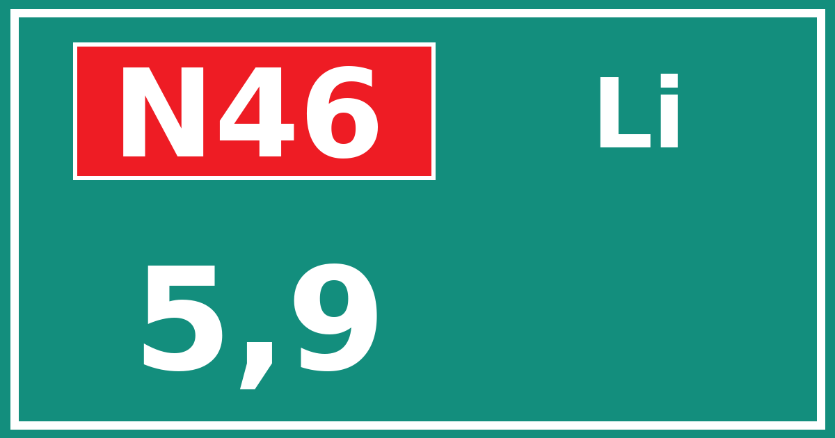 Hectometerbord N46 5,9 zijde Li