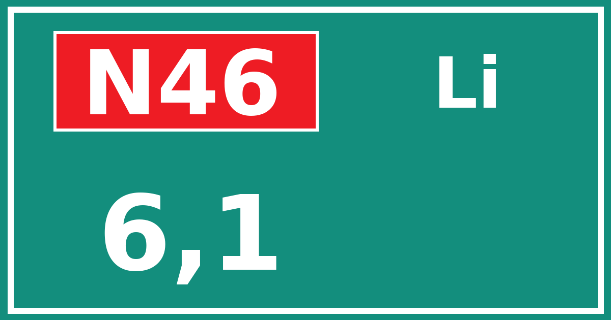 Hectometerbord N46 6,1 zijde Li