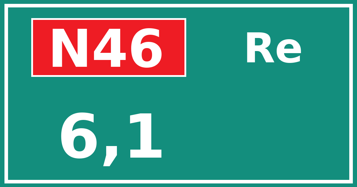 Hectometerbord N46 6,1 zijde Re