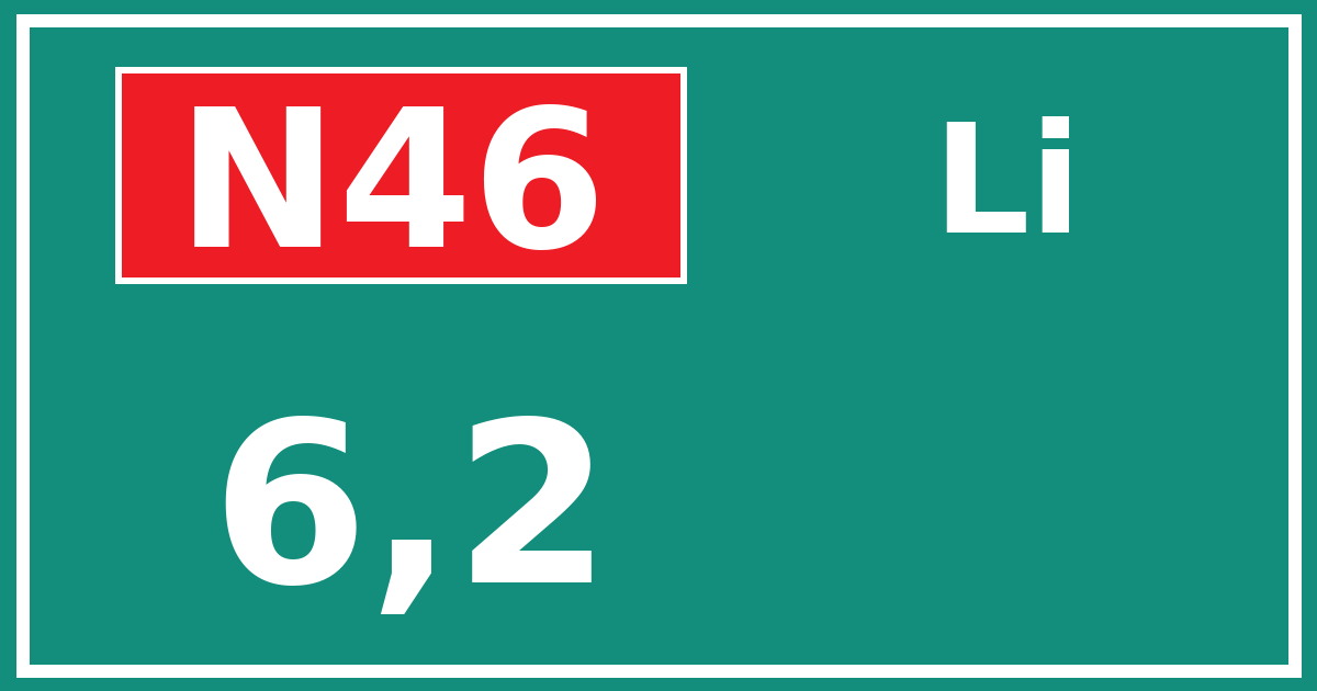 Hectometerbord N46 6,2 zijde Li