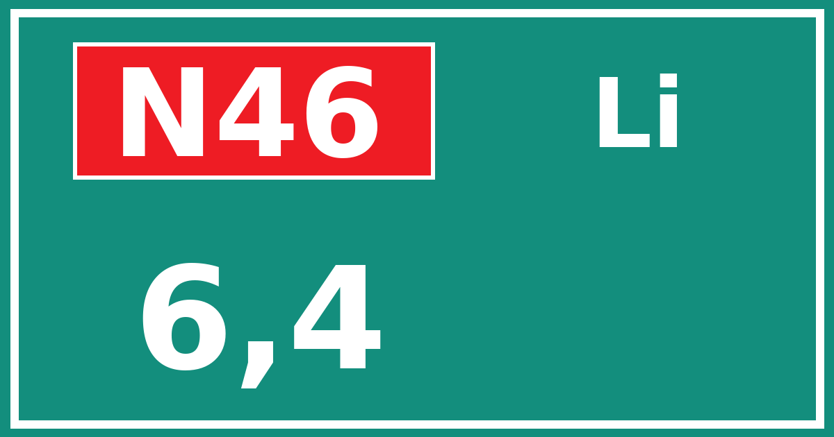 Hectometerbord N46 6,4 zijde Li