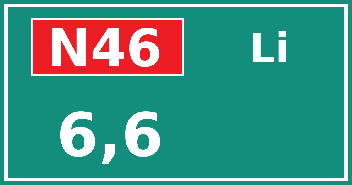Hectometerbord N46 6,6 zijde Li
