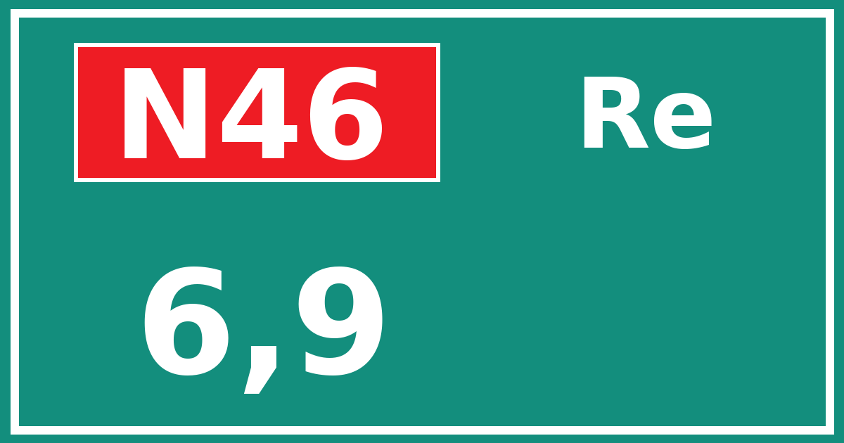 Hectometerbord N46 6,9 zijde Re