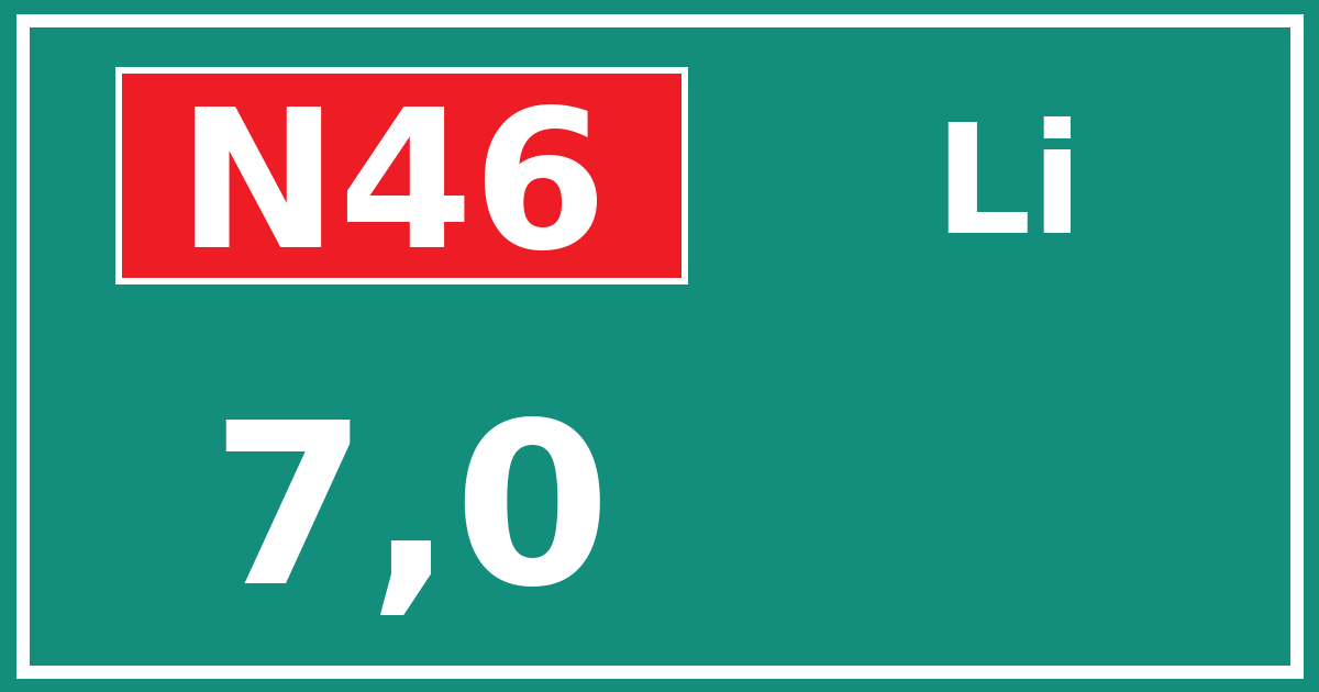 Hectometerbord N46 7,0 zijde Li
