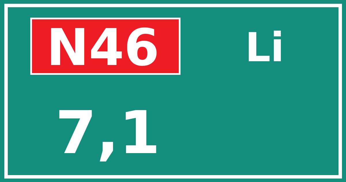 Hectometerbord N46 7,1 zijde Li