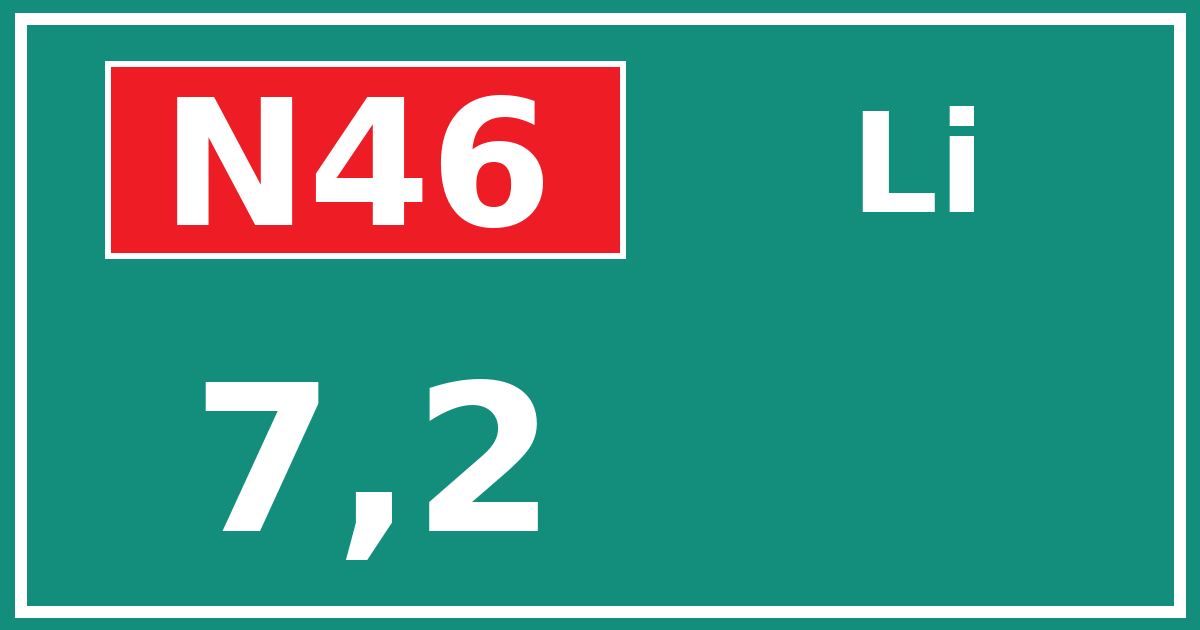 Hectometerbord N46 7,2 zijde Li