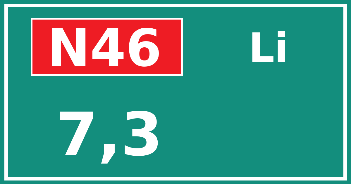 Hectometerbord N46 7,3 zijde Li