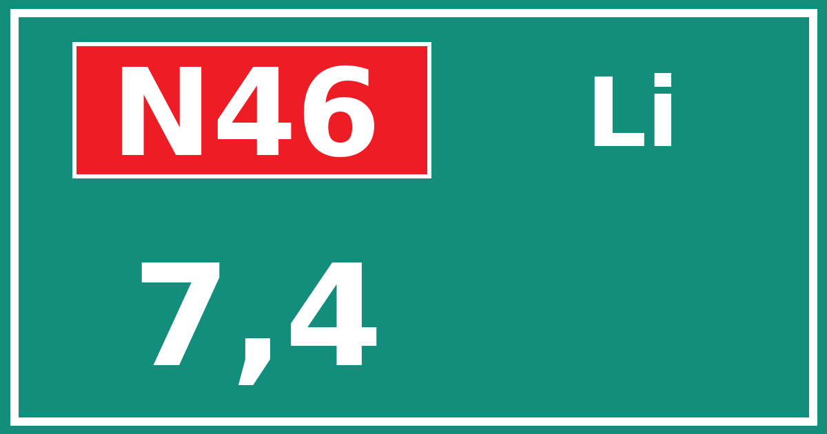 Hectometerbord N46 7,4 zijde Li