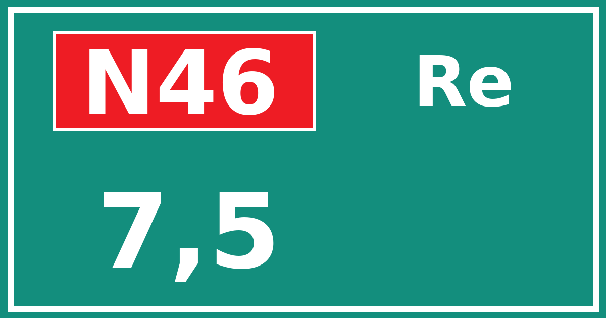 Hectometerbord N46 7,5 zijde Re