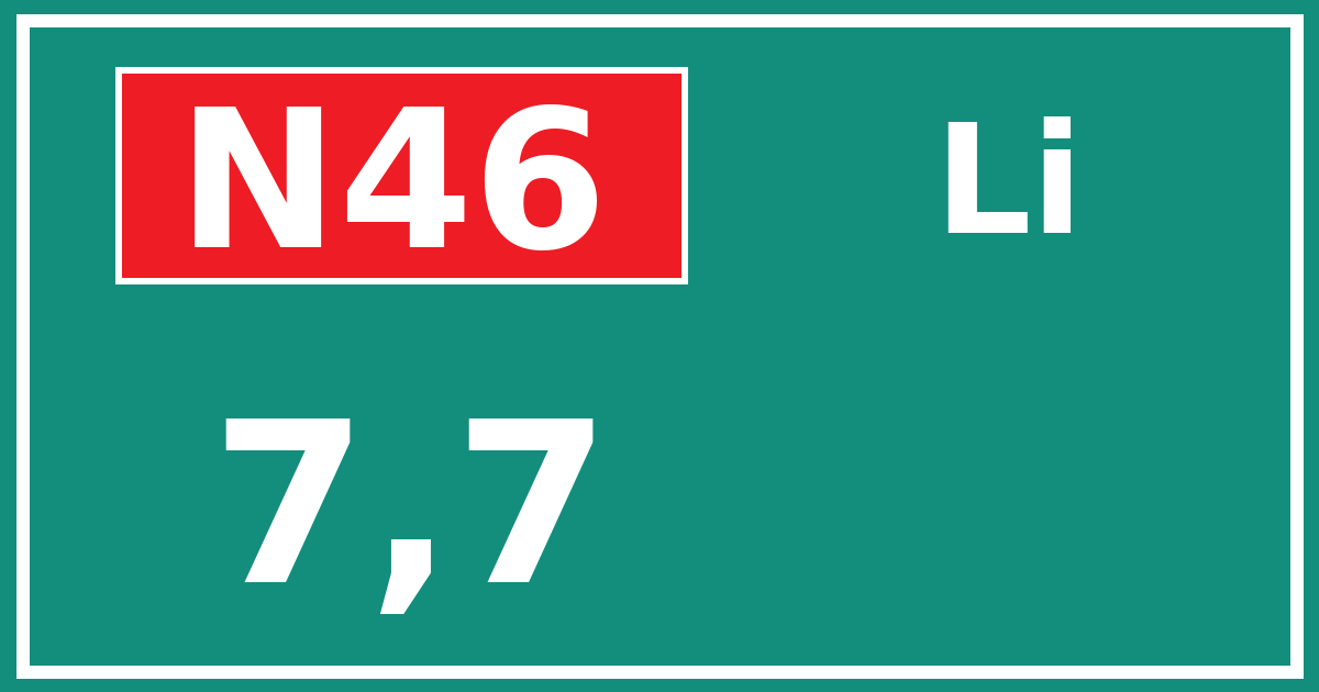 Hectometerbord N46 7,7 zijde Li