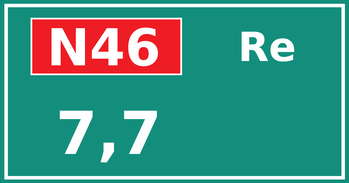 Hectometerbord N46 7,7 zijde Re