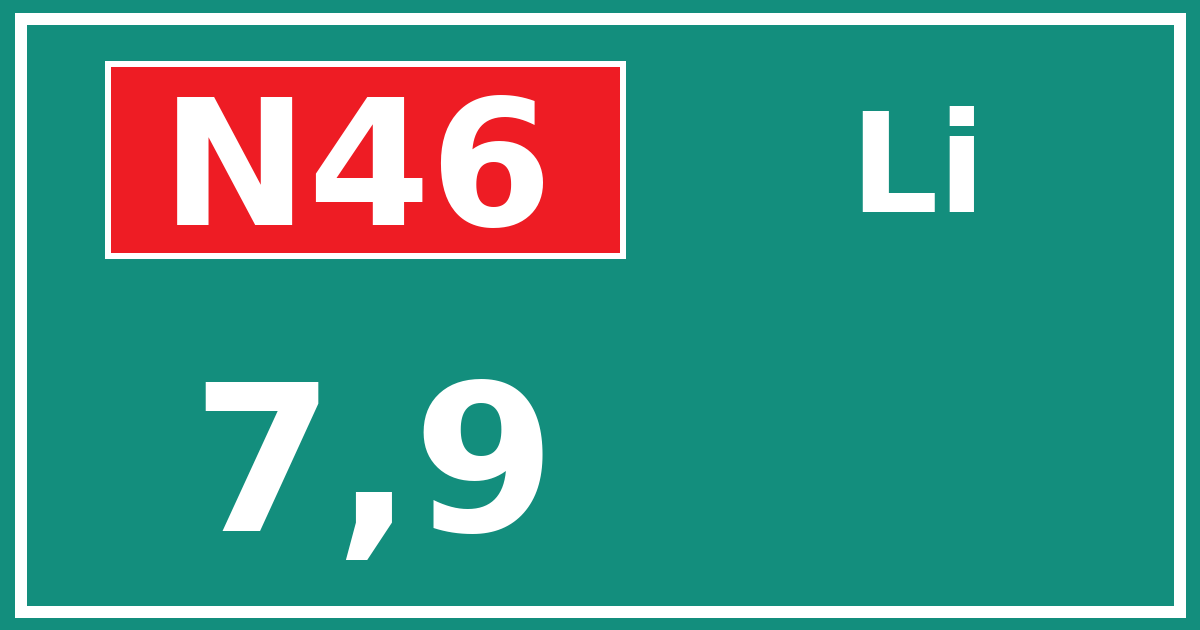 Hectometerbord N46 7,9 zijde Li