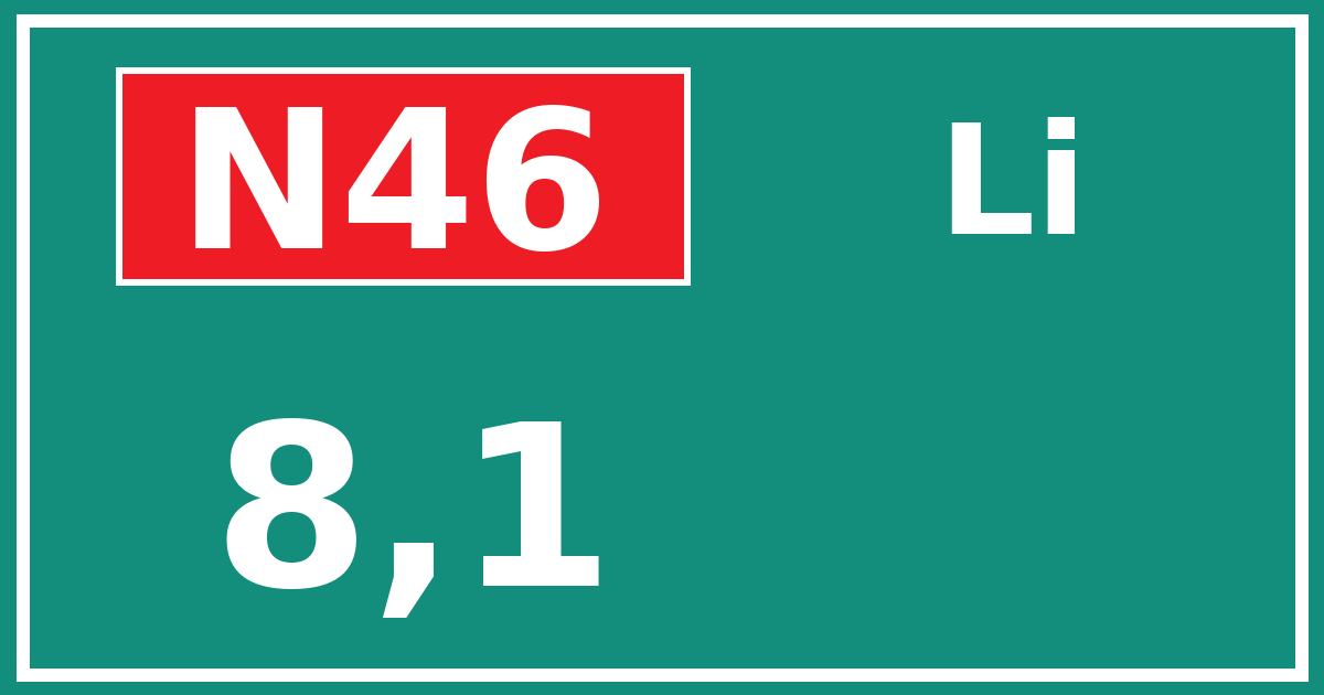 Hectometerbord N46 8,1 zijde Li