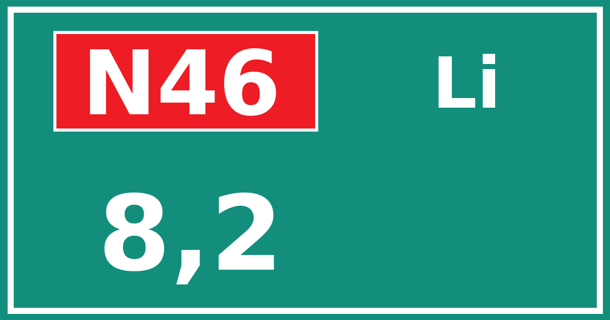Hectometerbord N46 8,2 zijde Li