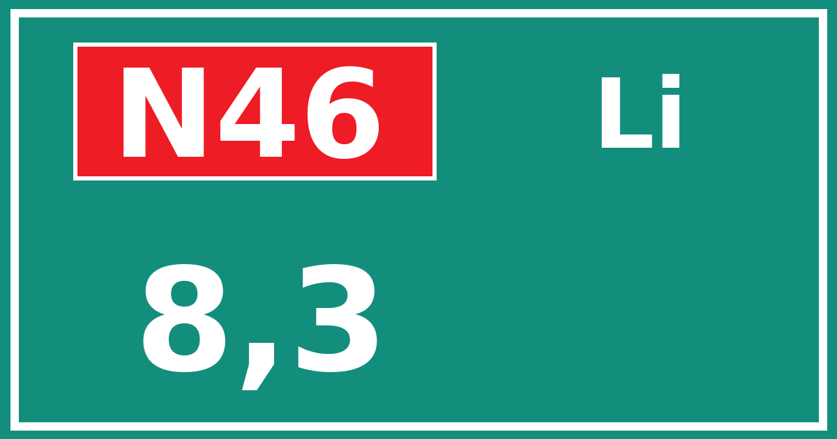 Hectometerbord N46 8,3 zijde Li