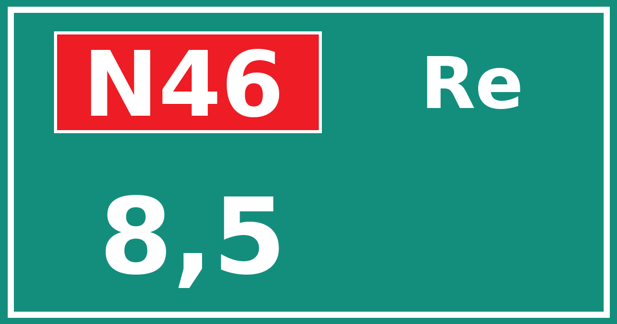 Hectometerbord N46 8,5 zijde Re