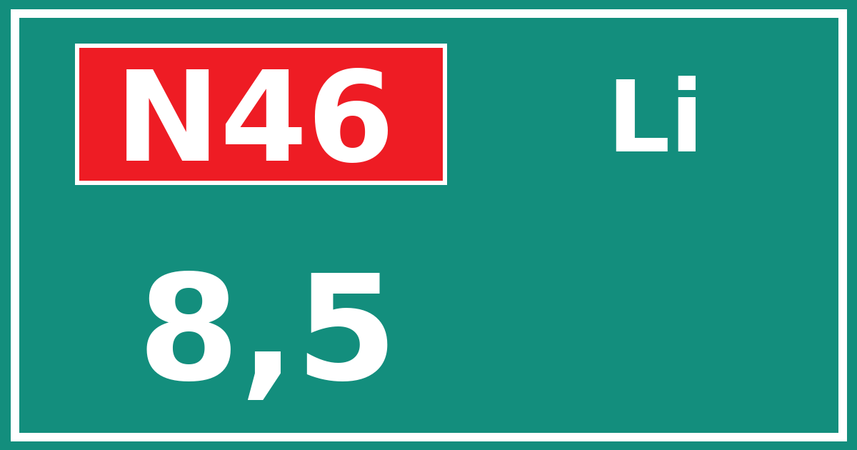Hectometerbord N46 8,5 zijde Li
