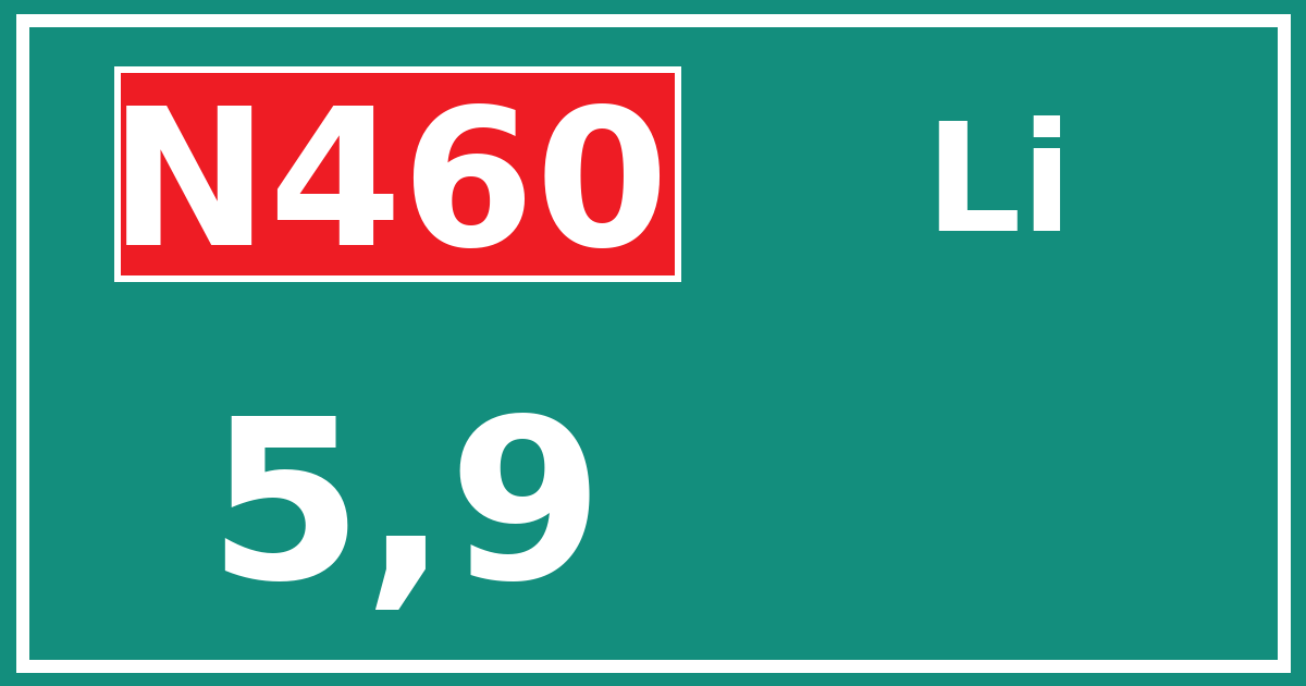 Hectometerbord N460 5,9 zijde Li