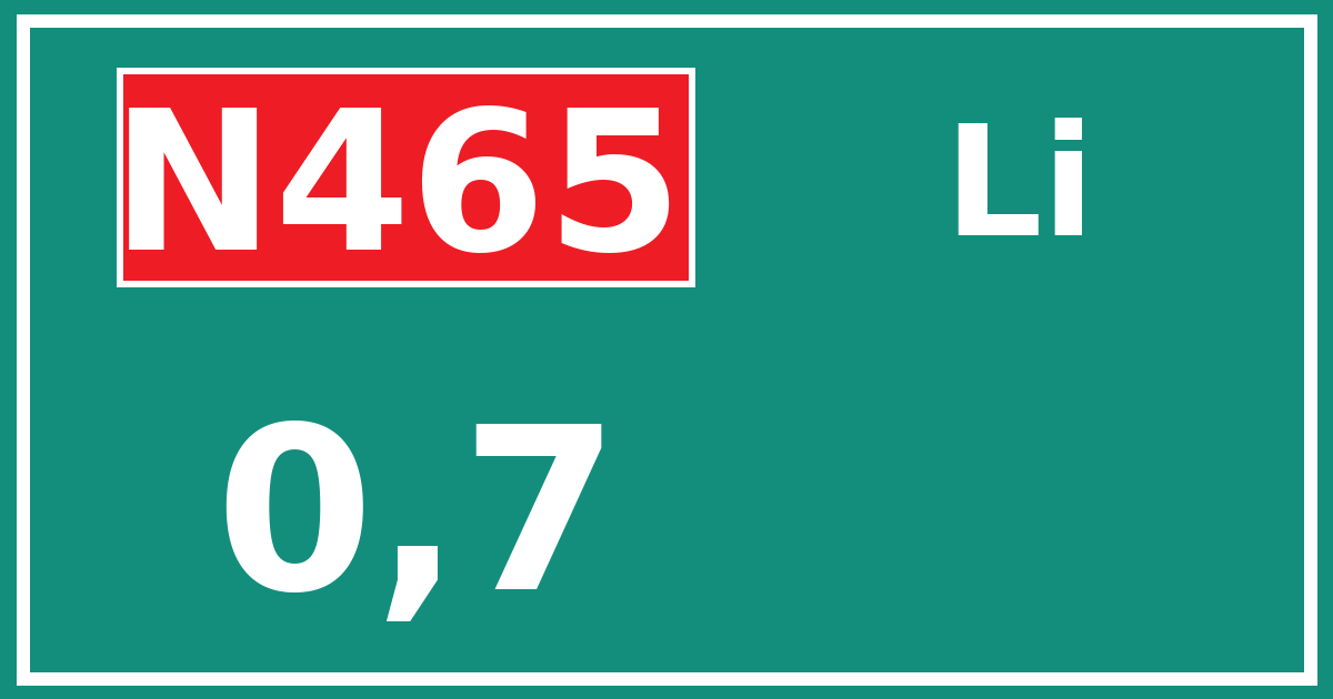 Hectometerbord N465 0,7 zijde Li