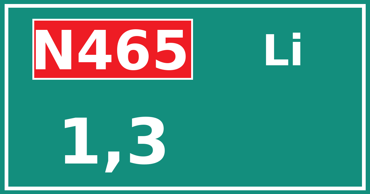 Hectometerbord N465 1,3 zijde Li