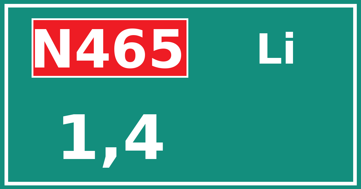 Hectometerbord N465 1,4 zijde Li