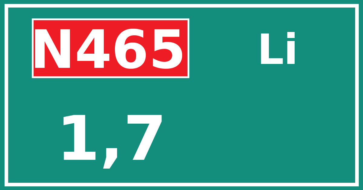 Hectometerbord N465 1,7 zijde Li