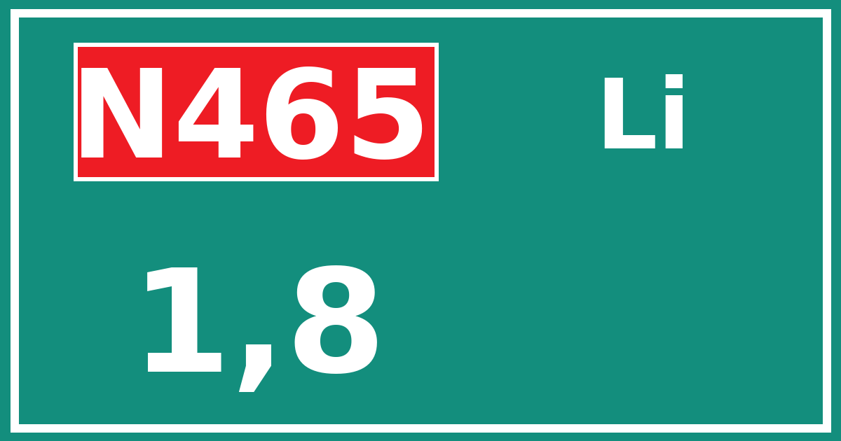 Hectometerbord N465 1,8 zijde Li