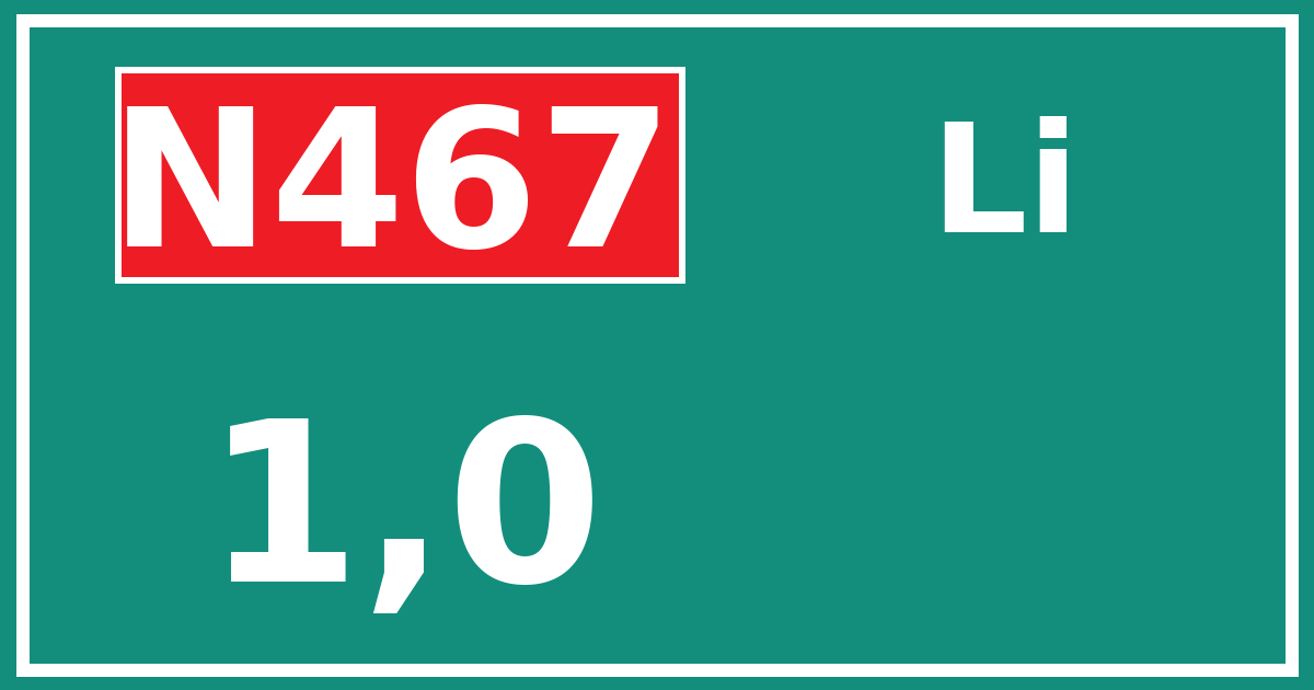 Hectometerbord N467 1,0 zijde Li