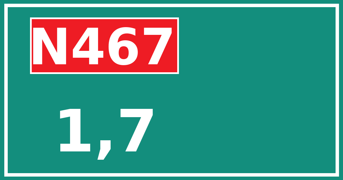 Hectometerbord N467 1,7