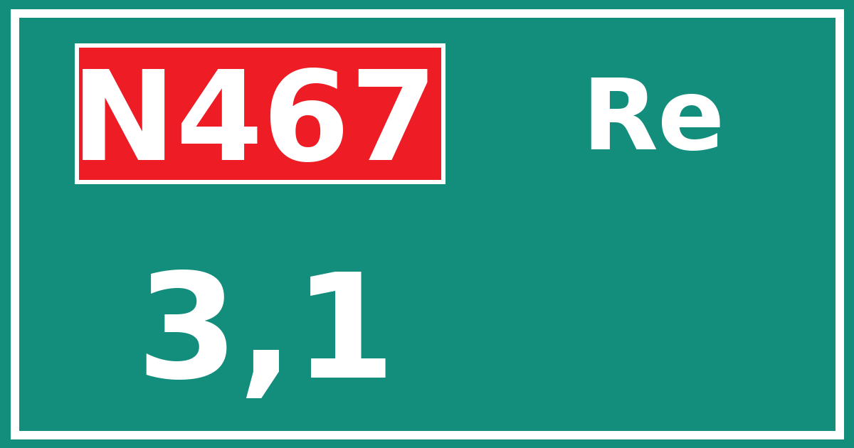 Hectometerbord N467 3,1 zijde Re