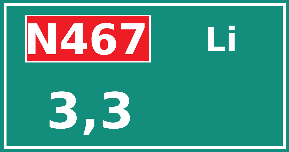 Hectometerbord N467 3,3 zijde Li