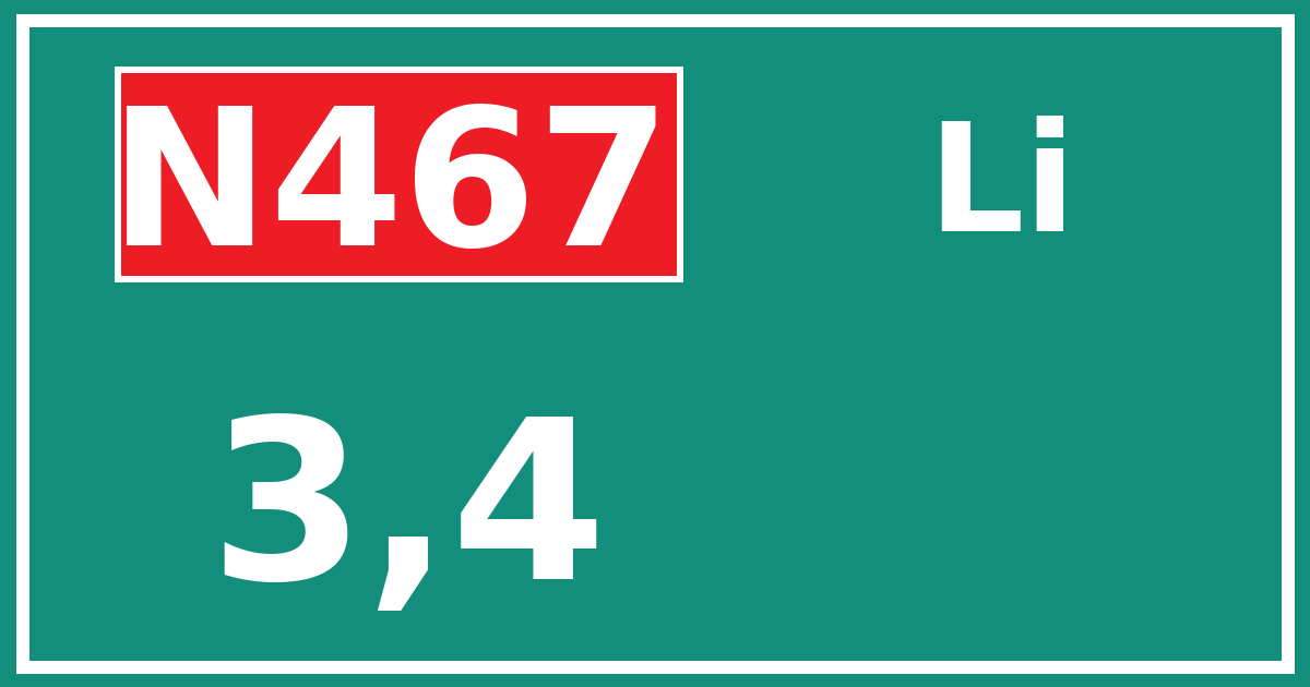 Hectometerbord N467 3,4 zijde Li