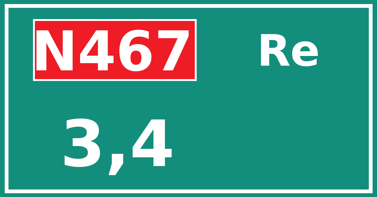 Hectometerbord N467 3,4 zijde Re