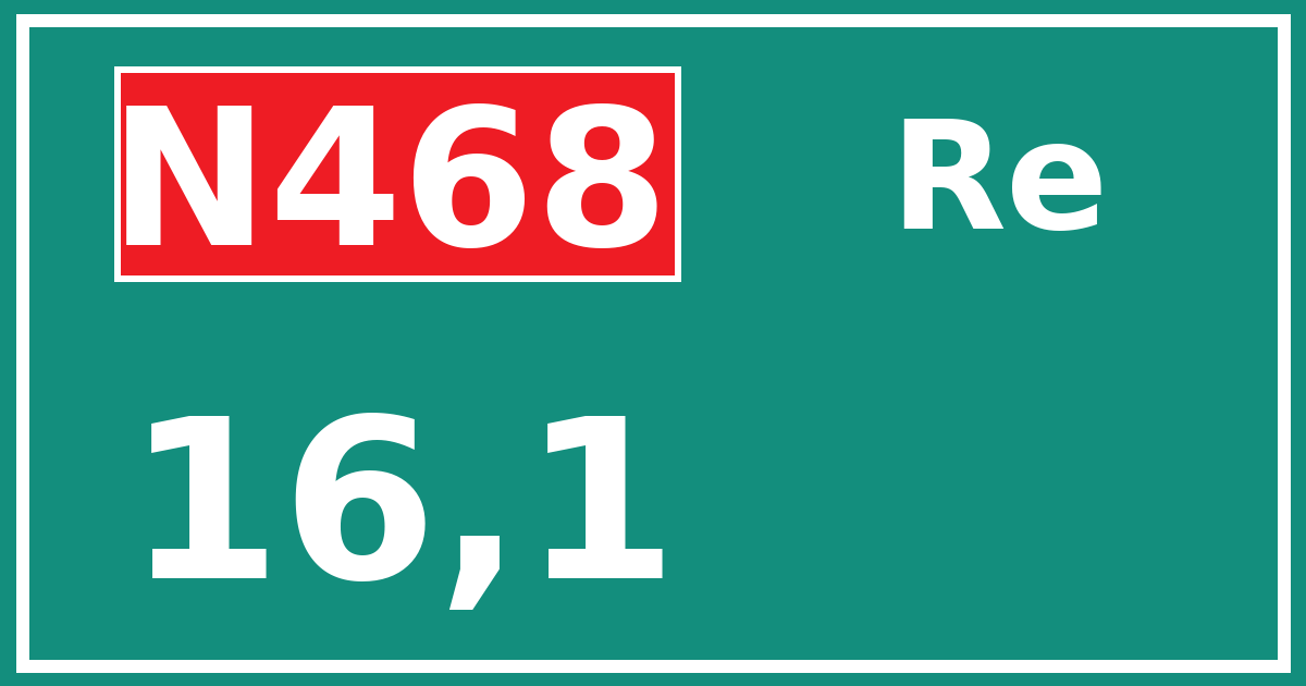 Hectometerbord N468 16,1 zijde Re