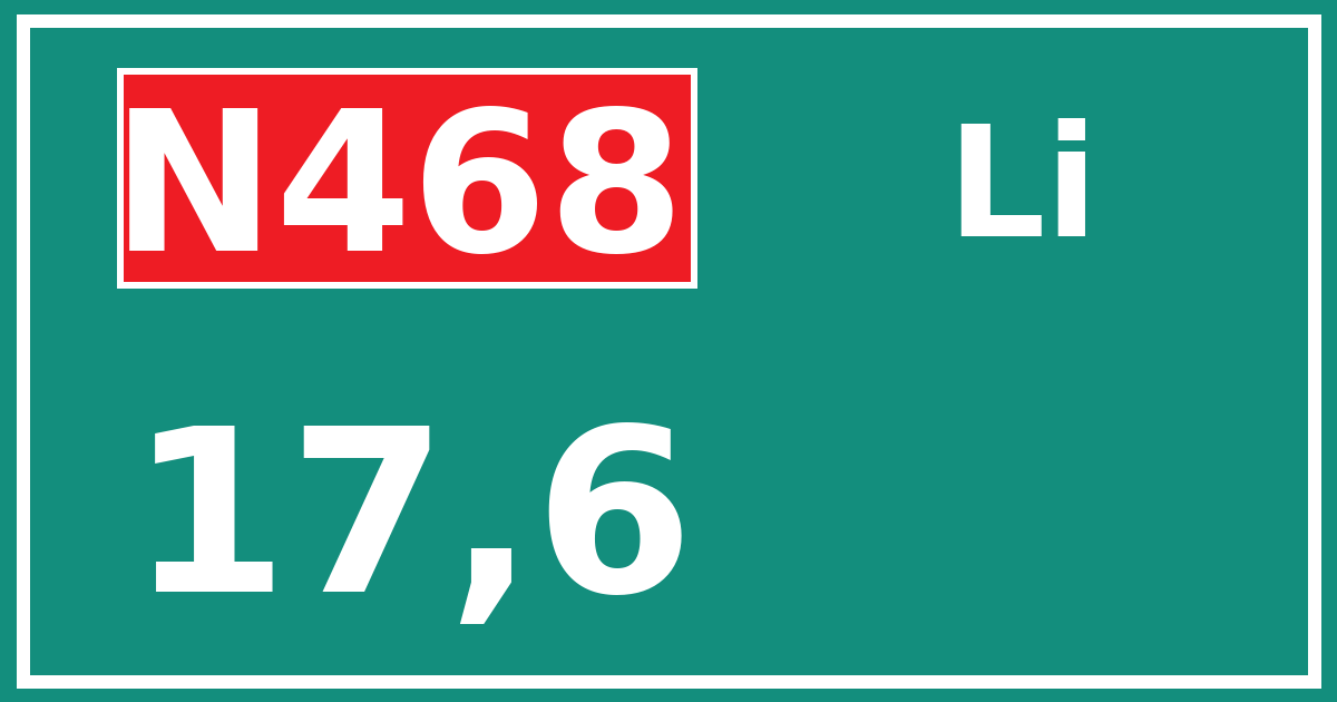 Hectometerbord N468 17,6 zijde Li