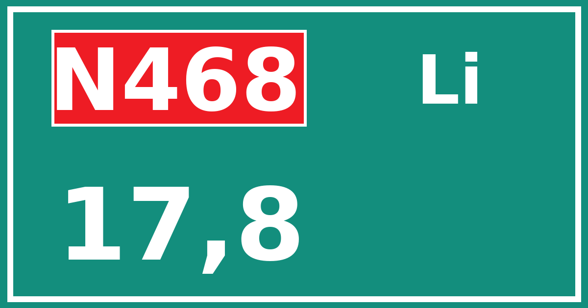 Hectometerbord N468 17,8 zijde Li