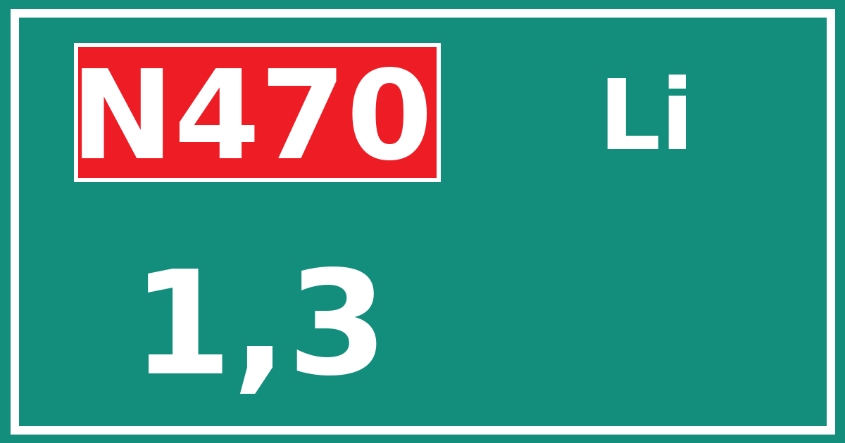 Hectometerbord N470 1,3 zijde Li