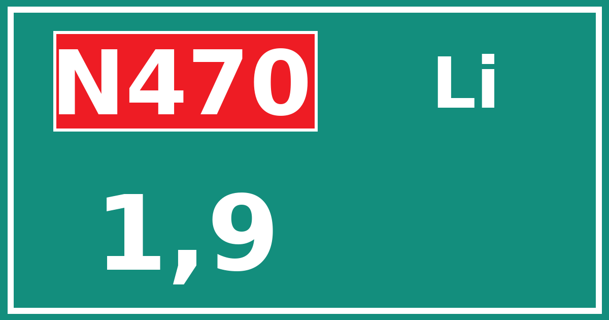 Hectometerbord N470 1,9 zijde Li