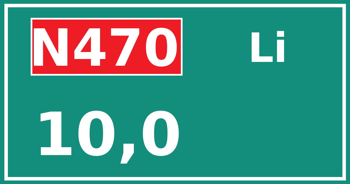 Hectometerbord N470 10,0 zijde Li